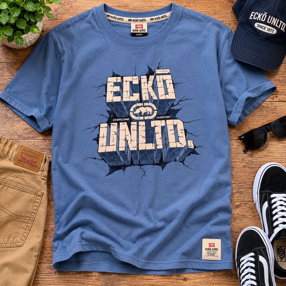 Ecko Unltd. T Shirt Men Blue  2XL  Big Rhino Logo Streetwear (736)